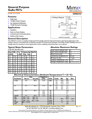CFA0101-G1 Datasheet PDF Mimix Broadband