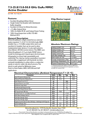 XX1000 Datasheet PDF Mimix Broadband