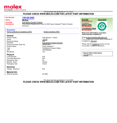 130128-0082 Datasheet PDF Molex Connectors