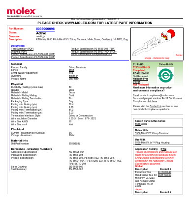 0039000096 Datasheet PDF Molex Connectors