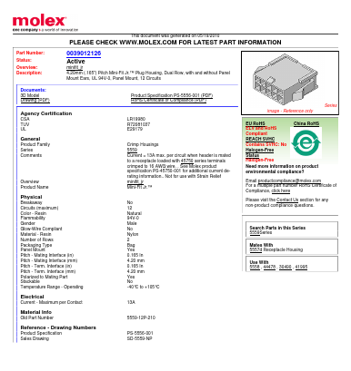 0039012126 Datasheet PDF Molex Connectors