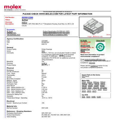 0039012200 Datasheet PDF Molex Connectors