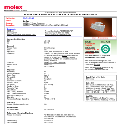 39-01-2245 Datasheet PDF Molex Connectors