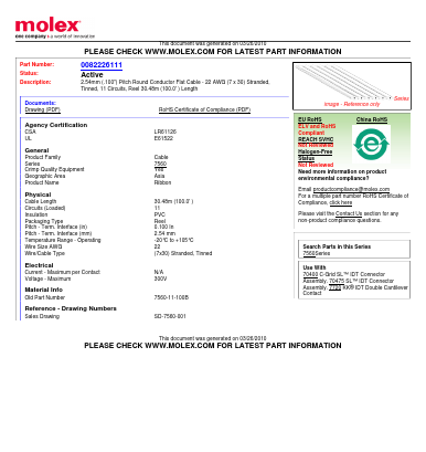 7560-11-100B Datasheet PDF Molex Connectors