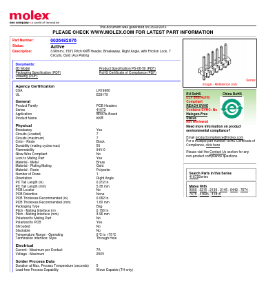 A-41672-A07A501 Datasheet PDF Molex Connectors