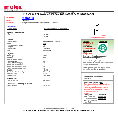 AA-1109-02 Datasheet PDF Molex Connectors
