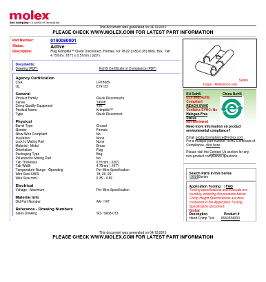 AA-1147 Datasheet PDF Molex Connectors