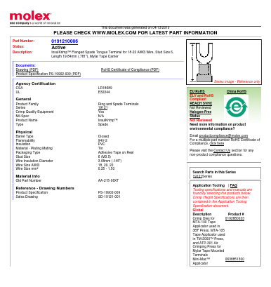 AA-215-06XT Datasheet PDF Molex Connectors