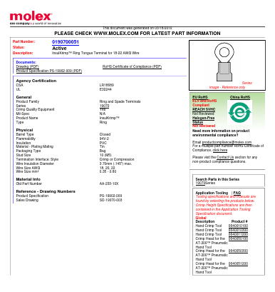 0190700051 Datasheet PDF Molex Connectors