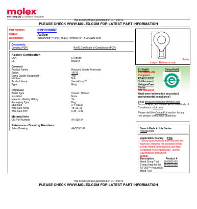 AA-320-04 Datasheet PDF Molex Connectors