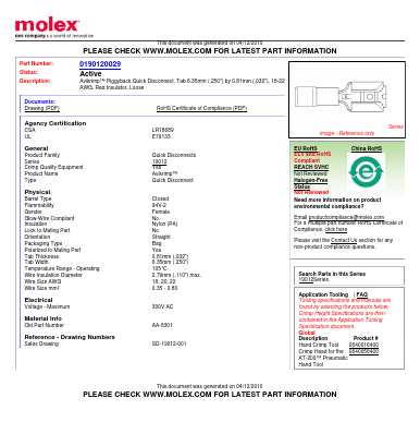 AA-8301 Datasheet PDF Molex Connectors