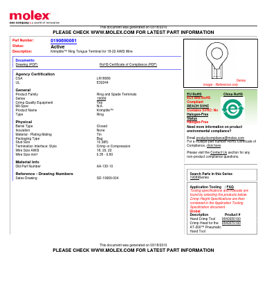 AA-133-10 Datasheet PDF Molex Connectors