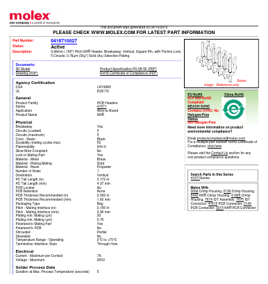A-41671-C05A228 Datasheet PDF Molex Connectors