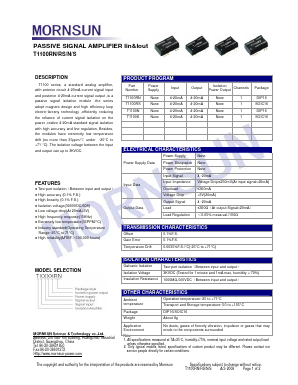 T1100N Datasheet PDF MORNSUN Science& Technology Ltd.