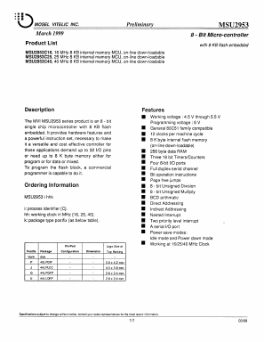 MSU2953 Datasheet PDF Mosel Vitelic, Corp