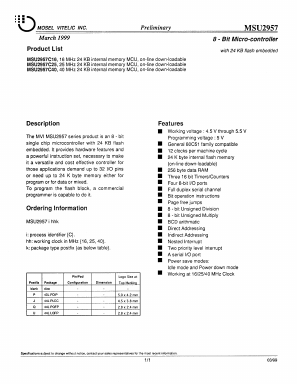 MSU2957C16 Datasheet PDF Mosel Vitelic, Corp