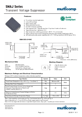 SMAJ13 Datasheet PDF MULTICOMP