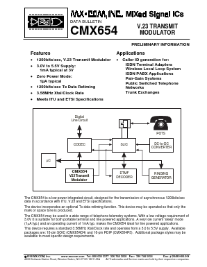 CMX654P3 Datasheet PDF MX-COM Inc 