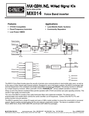 MX014LH Datasheet PDF MX-COM Inc 