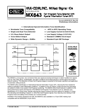 MX643 Datasheet PDF MX-COM Inc 