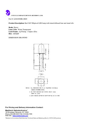 LO484NHR4-B0G Datasheet PDF Marktech Optoelectronics