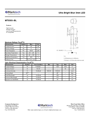 MT0303-BL Datasheet PDF Marktech Optoelectronics