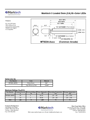 MT6224-AHRG Datasheet PDF Marktech Optoelectronics