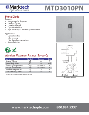 MTD3010PN Datasheet PDF Marktech Optoelectronics