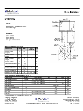 MTD8060W Datasheet PDF Marktech Optoelectronics