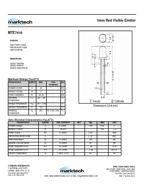 MTE7410 Datasheet PDF Marktech Optoelectronics