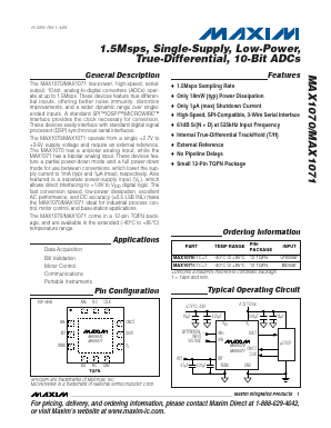 MAX1071ETC+T Datasheet PDF Maxim Integrated
