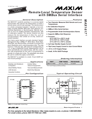 MAX1617 Datasheet PDF Maxim Integrated