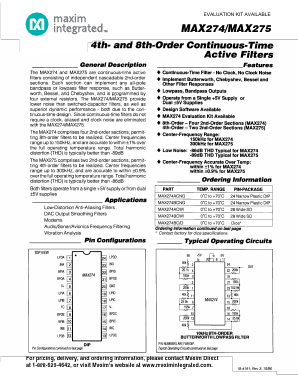 MAX274 Datasheet PDF Maxim Integrated