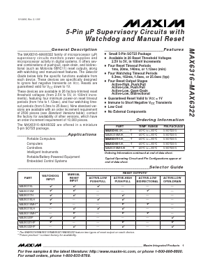 MAX6319LHUK46CZ-T Datasheet PDF Maxim Integrated