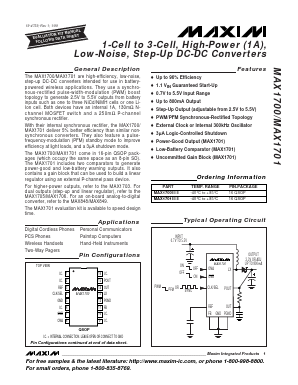 MAX1700EEE+T Datasheet PDF Maxim Integrated