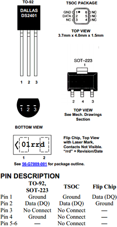DS2401T Datasheet PDF Maxim Integrated
