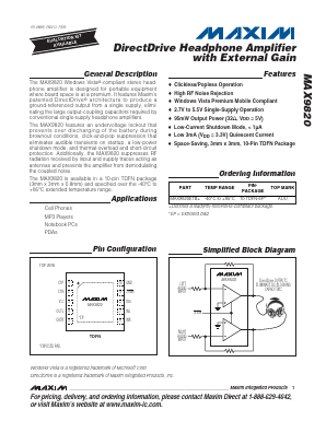 MAX9820 Datasheet PDF Maxim Integrated