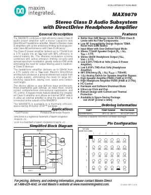 MAX9879ERV Datasheet PDF Maxim Integrated