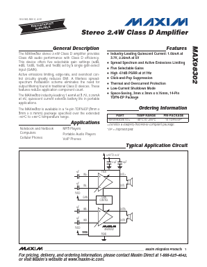 MAX98302ETD+ Datasheet PDF Maxim Integrated