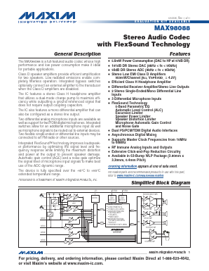 MAX98088 Datasheet PDF Maxim Integrated