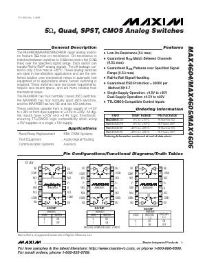 MAX4606 Datasheet PDF Maxim Integrated