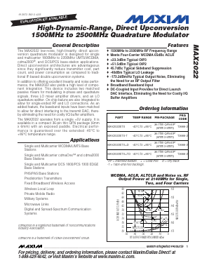 MAX2022 Datasheet PDF Maxim Integrated