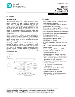 78M6631-IMR/F/P48 Datasheet PDF Maxim Integrated