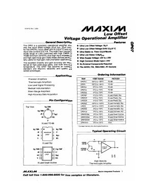 OP07AJ Datasheet PDF Maxim Integrated