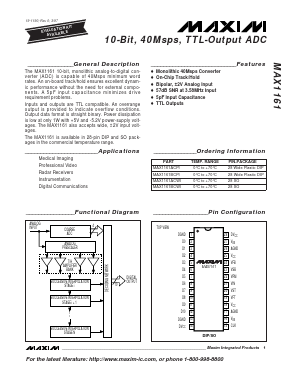 MAX1161 Datasheet PDF Maxim Integrated