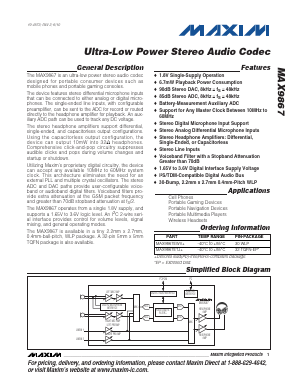 MAX9867EWV-T Datasheet PDF Maxim Integrated