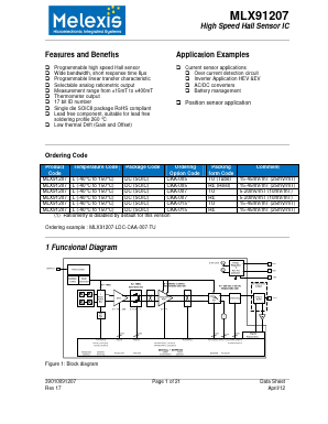 MLX91207LDCCAA-007TU Datasheet PDF Melexis Microelectronic Systems 
