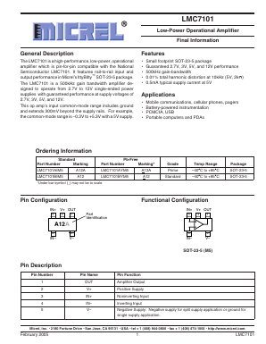 LMC7101BIM5 Datasheet PDF Micrel