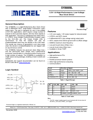 SY89809L Datasheet PDF Micrel