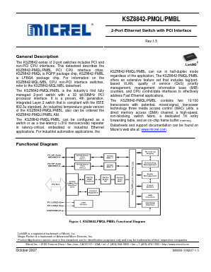 KSZ8842-PMBLAM Datasheet PDF Micrel